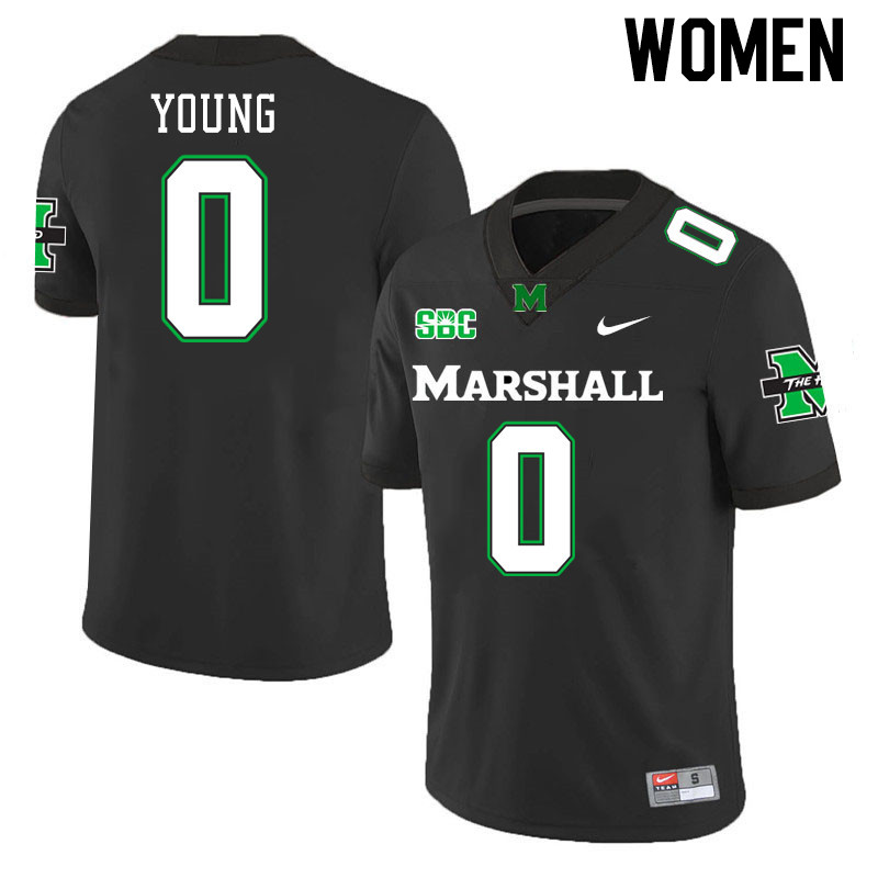 Women #0 Randy Young Marshall Thundering Herd SBC Conference College Football Jerseys Stitched-Black